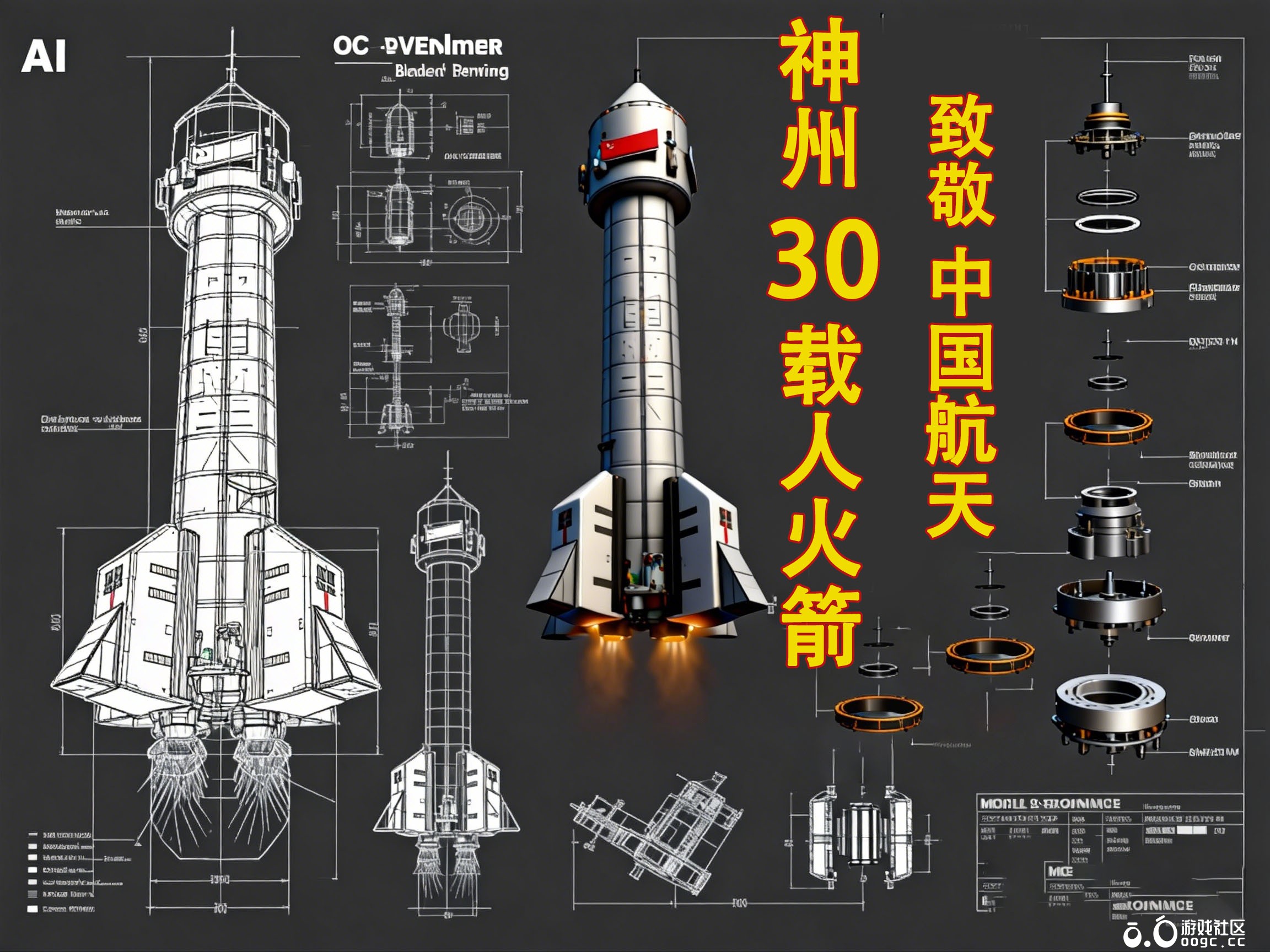 神州30号极致规格火箭 ：中国航天级建模 + 动态发射特效，一键点燃你的太空升空狂潮-1