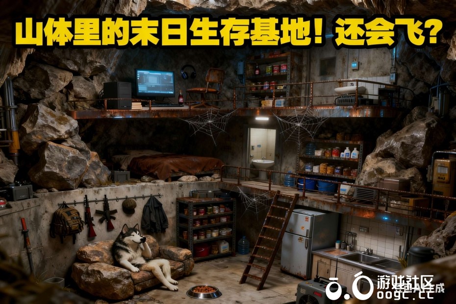 末日逃生会飞的山体！可飞行山体里的堡垒，满配生活设施的空中安全屋，绝境里的生存底气，这才是末日该有的生存牌面-2